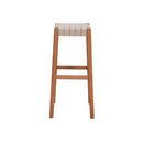 Banqueta Alta de Madera – Color Stain Castaño – Asiento en Cinta Beige