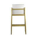 Banqueta de Madera Amália con Respaldo en Malla – Color Almendra – Lino Beige